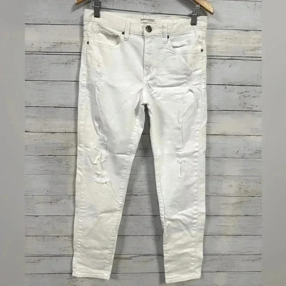 Banana Republic Distressed Boyfriend White Jeans Size 27L - Picture 1 of 6